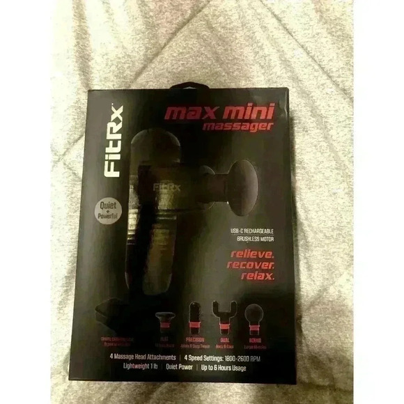 FITRX MAX-MINI MASSAGER PORTABLE PRECISION THERAPY‎ WITH 4 CHANGEABLE HEADS NEW - Picture 1 of 3